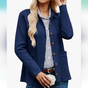 Grace Karin Blue Button-Up Cardigan
